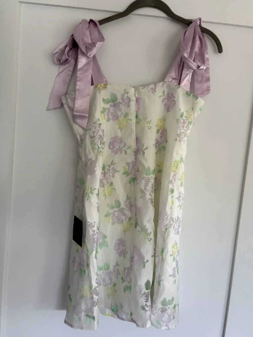 Lulus Sweeten The Day Cream Floral Burnout Tie-strap Mini Dress White - Size M - Picture 3 of 3